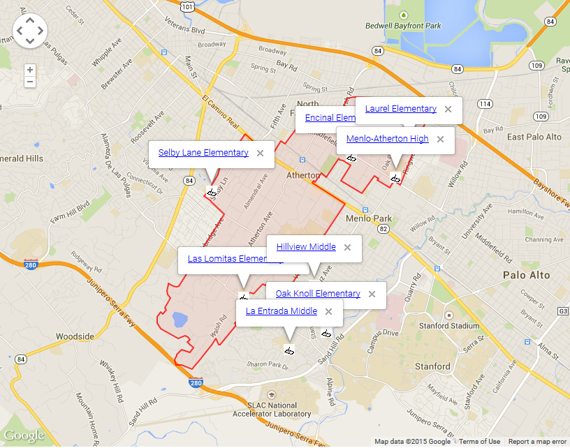Map of Atherton Schools