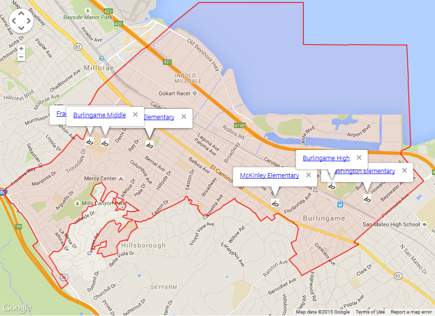 Map of Burlingame Schools