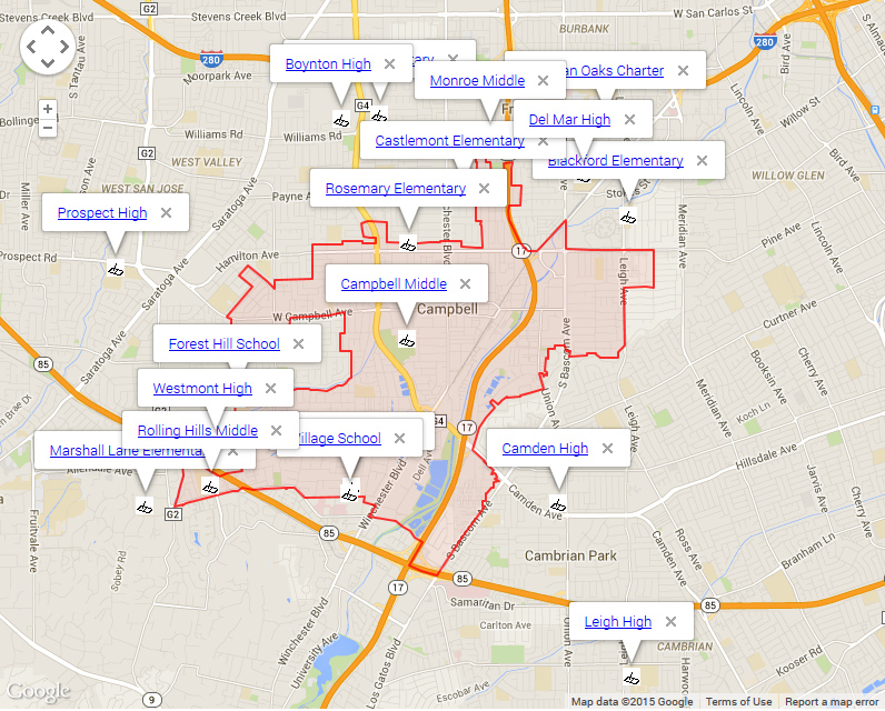Map of Campbell Schools