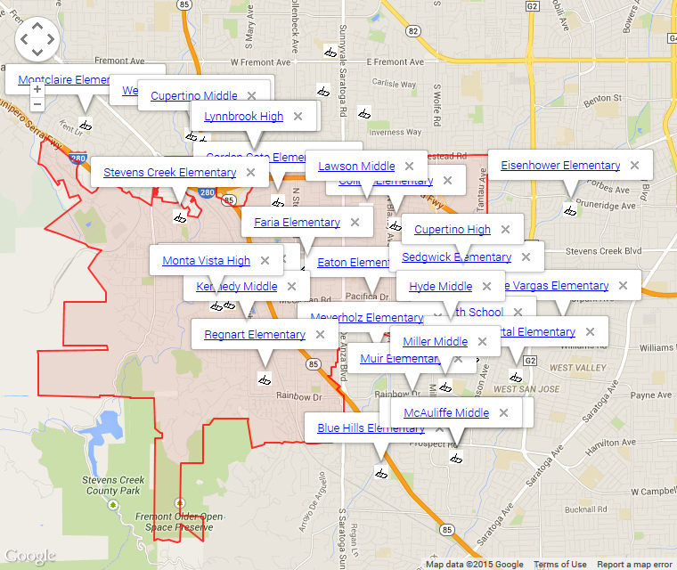 Map of Cupertino Schools