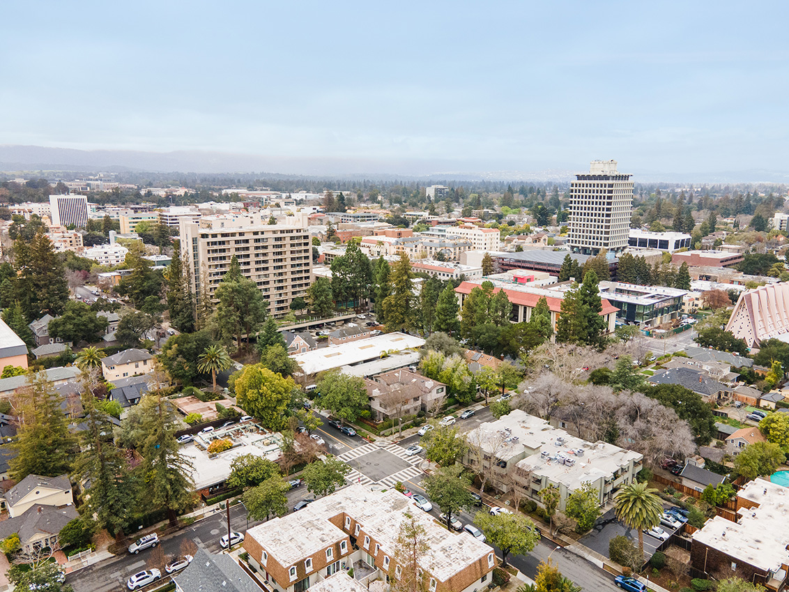 Aerial (E) picture - 678 Webster St, Palo Alto 94301
