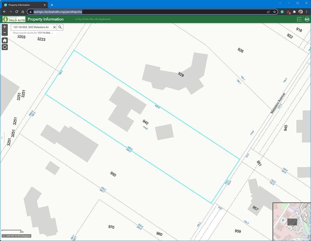 Plot map around lot with SB 9 building application
