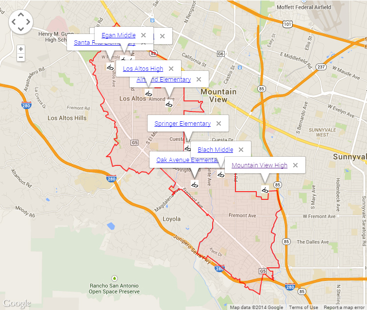 Map of Los Altos Schools