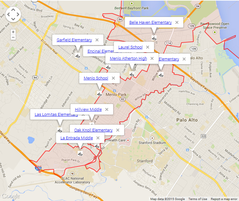 Map of Menlo Park Schools