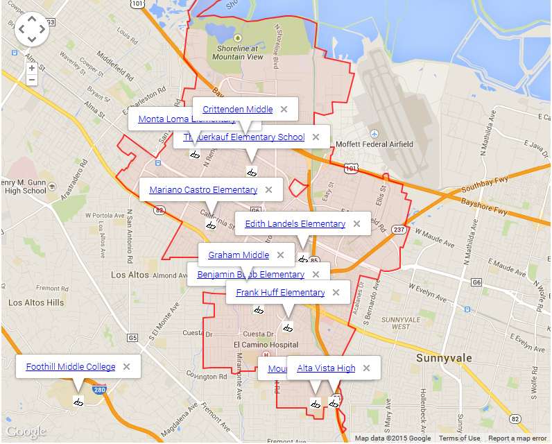 Map of Mountain View Schools