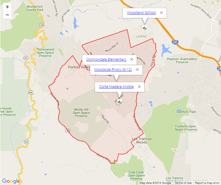 Map of Portola Valley Schools