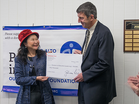 Palo Alto real estate agent public school donation