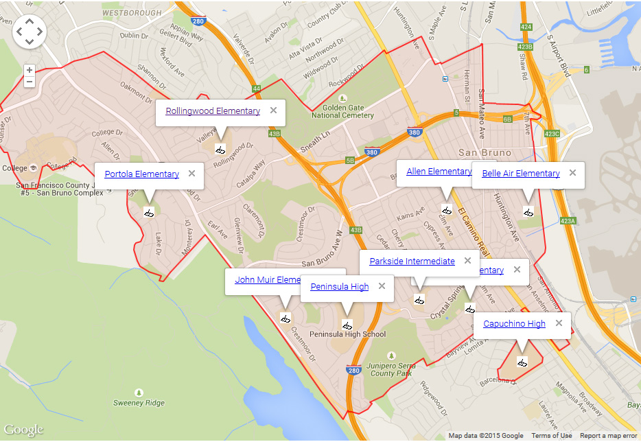 Map of San Bruno Schools