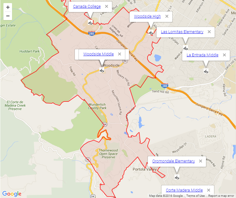 Map of Woodside Schools